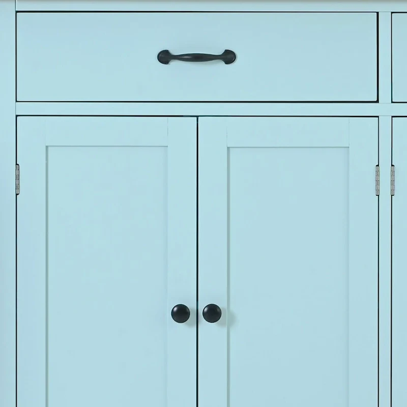 Classic Wooden Kitchen Island Cart with 2 Drawers, 2 Cabinets, a Towel Rack and a Spice Rack