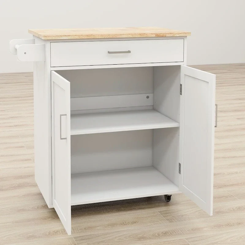 Kitchen Rolling Trolley Cart with Adjustable Shelves and Towel Rack