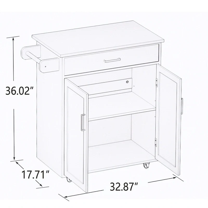 Kitchen Rolling Trolley Cart with Adjustable Shelves and Towel Rack