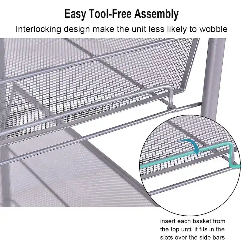 5 Tier Storage Rack Trolley Cart With Four 360 Degree Swivel Wheels - 17.5 x 10.5 x 41 (L x W x H)