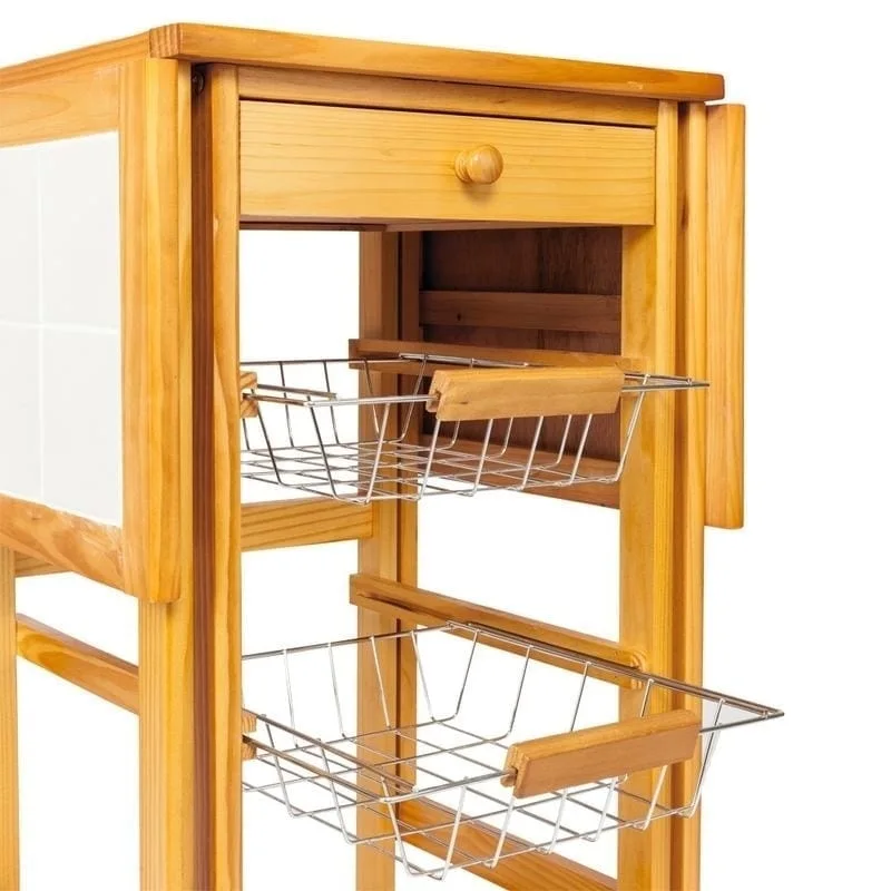 Portable Rolling Drop Leaf Kitchen Storage Trolley Cart