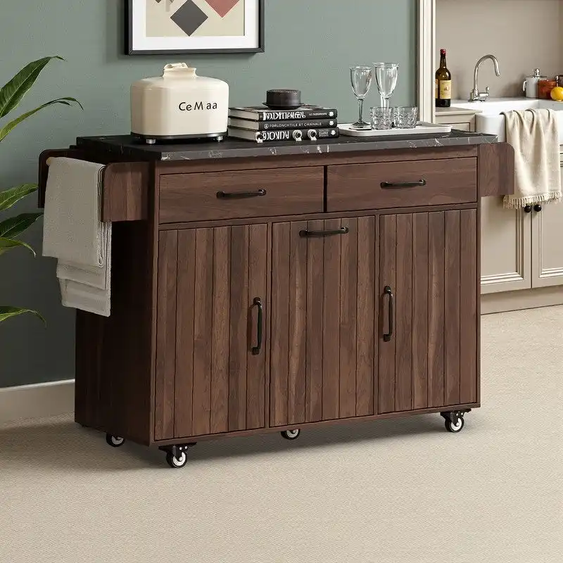 Alger Kitchen Island with Trash Can Storage Cabinet
