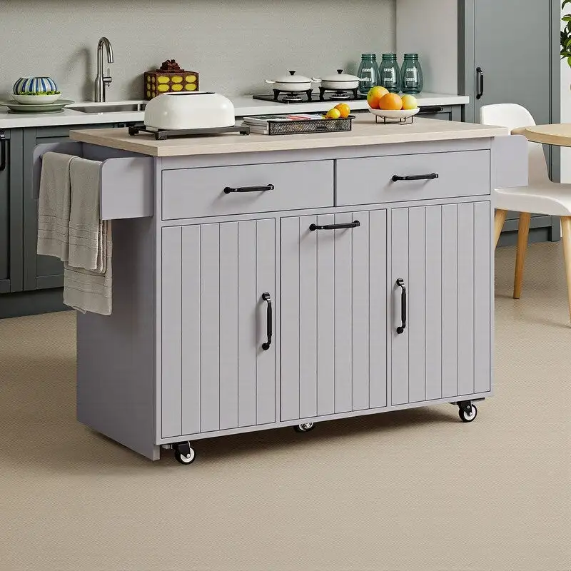Alger Kitchen Island with Trash Can Storage Cabinet