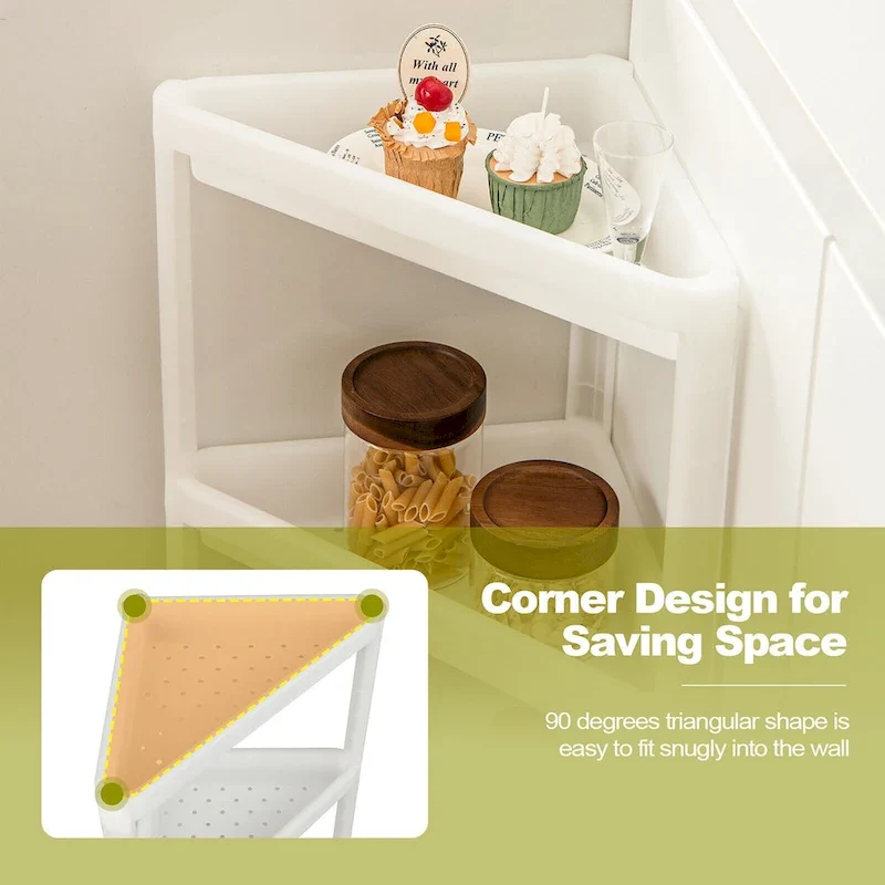 Gymax 2PCS 3 Tier Detachable Floor Corner Shower Shelf Counter Corner