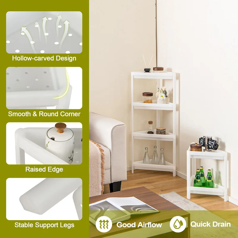 Gymax 2PCS 3 Tier Detachable Floor Corner Shower Shelf Counter Corner