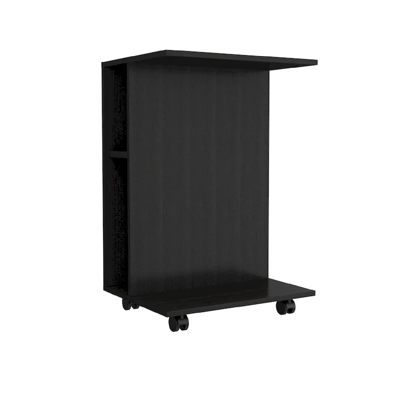 Wooden Bar Cart, Kitchen Serving Cart with Wine Rack and 1-Door Cabinet, 23.6x14.8x32.2 in.
