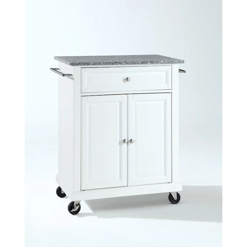 Crosley White Finish Solid Granite Top Portable Kitchen Cart/Island - 18d x 31w x 35.5h