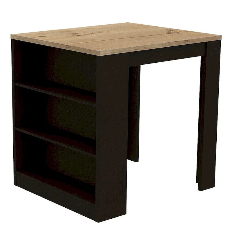 Danna Kitchen Counter Dining Table ,Two Legs, Three Side Shelves - N/A