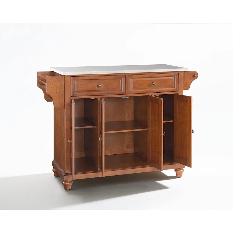 Crosley Cambridge Stainless Steel Top Kitchen Island in Classic Cherry Finish - 18d x 51.5w x 36h