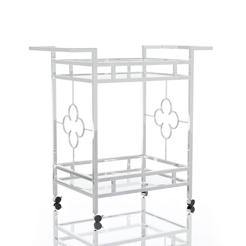 Foroka Contemporary Chrome 2-Shelf Serving Cart with Casters by Furniture of America