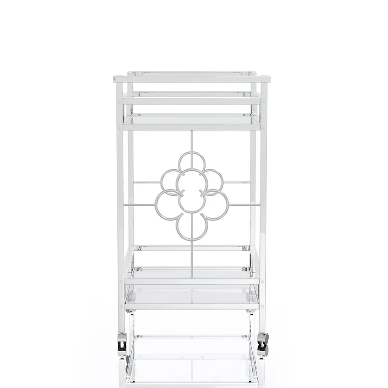Foroka Contemporary Chrome 2-Shelf Serving Cart with Casters by Furniture of America
