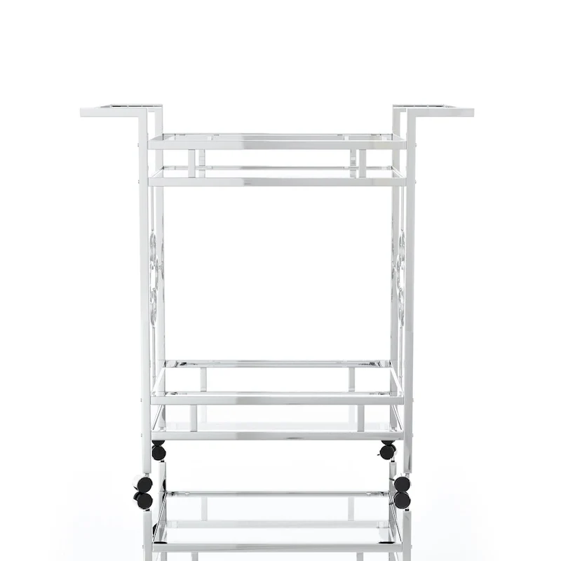 Foroka Contemporary Chrome 2-Shelf Serving Cart with Casters by Furniture of America