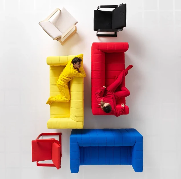 KLIPPAN Frame, 2-seat sofa, lining cloth/KLIPPAN 2-seat sofa cover, bright yellow