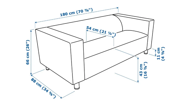 KLIPPAN Frame, 2-seat sofa, lining cloth/KLIPPAN 2-seat sofa cover, bright yellow