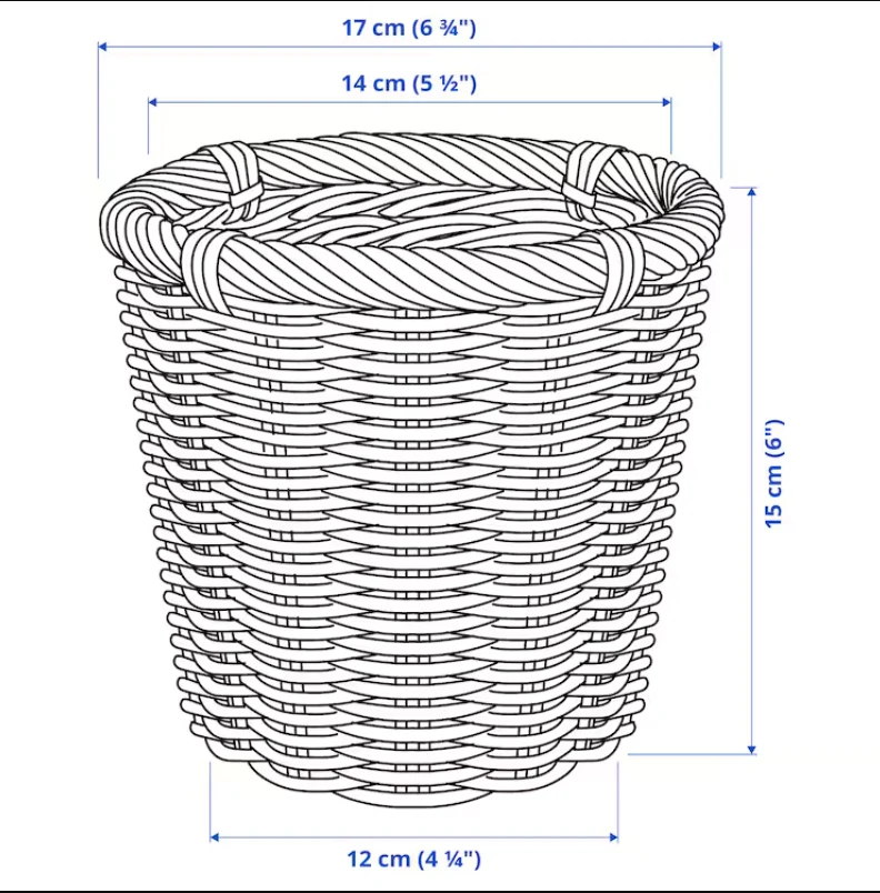 KAKTUSFIKON Plant pot, rattan, 12 cm