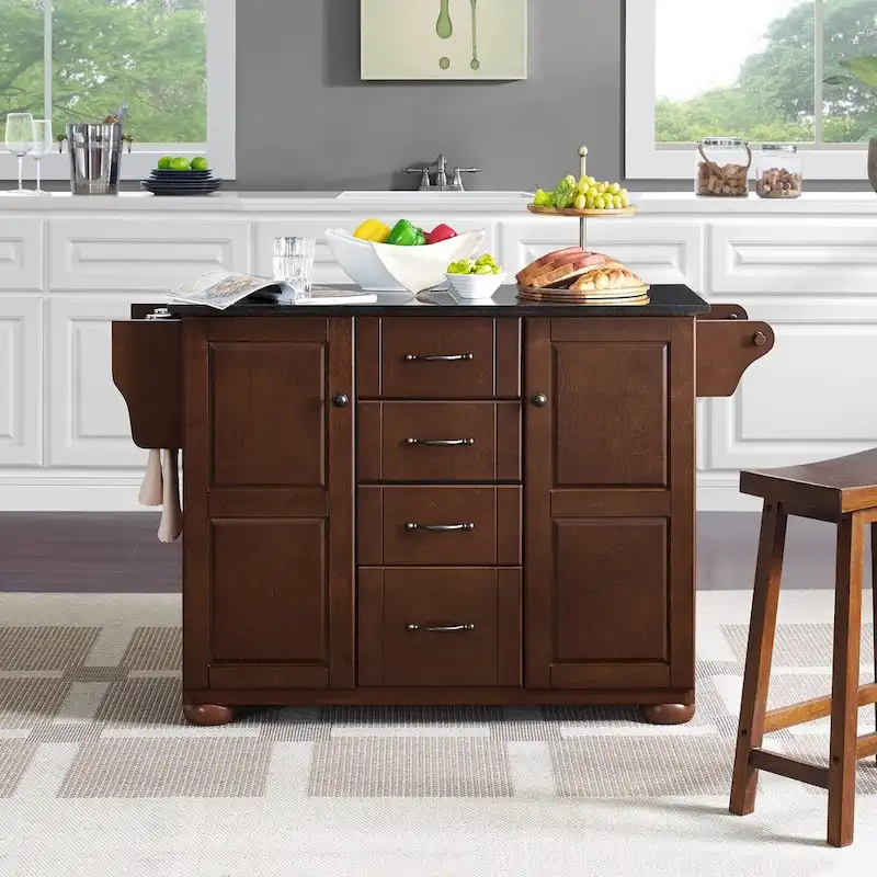 Crosley Eleanor Brown Wood/ Stainless Steel Top Kitchen Island - 18d x 51.5w x 35.25h