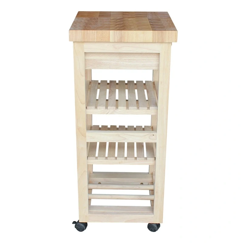 Porch & Den Estelle Unfinished Solid Parawood Kitchen Trolley