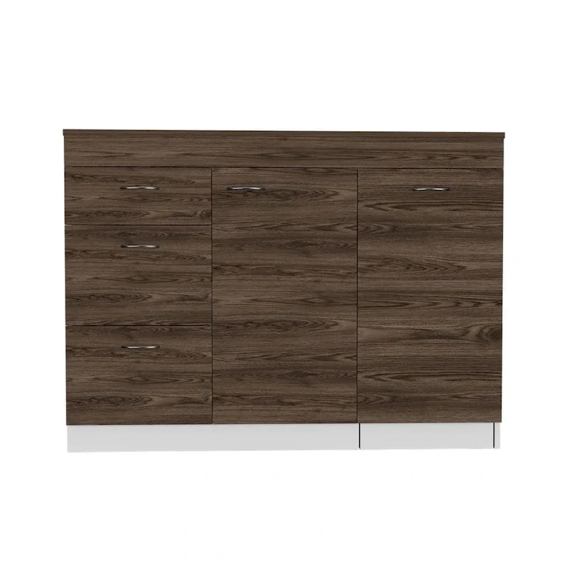 Kitchen Island for Kitchen, Dining Room, White / Dark Walnut