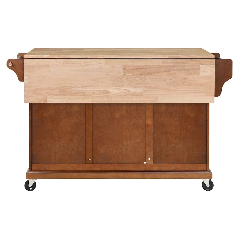 Natural Wood Top Kitchen Island with Storage