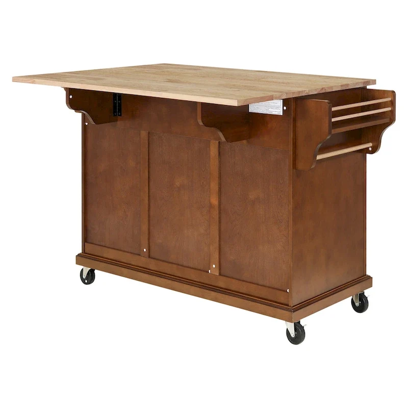 Natural Wood Top Kitchen Island with Storage