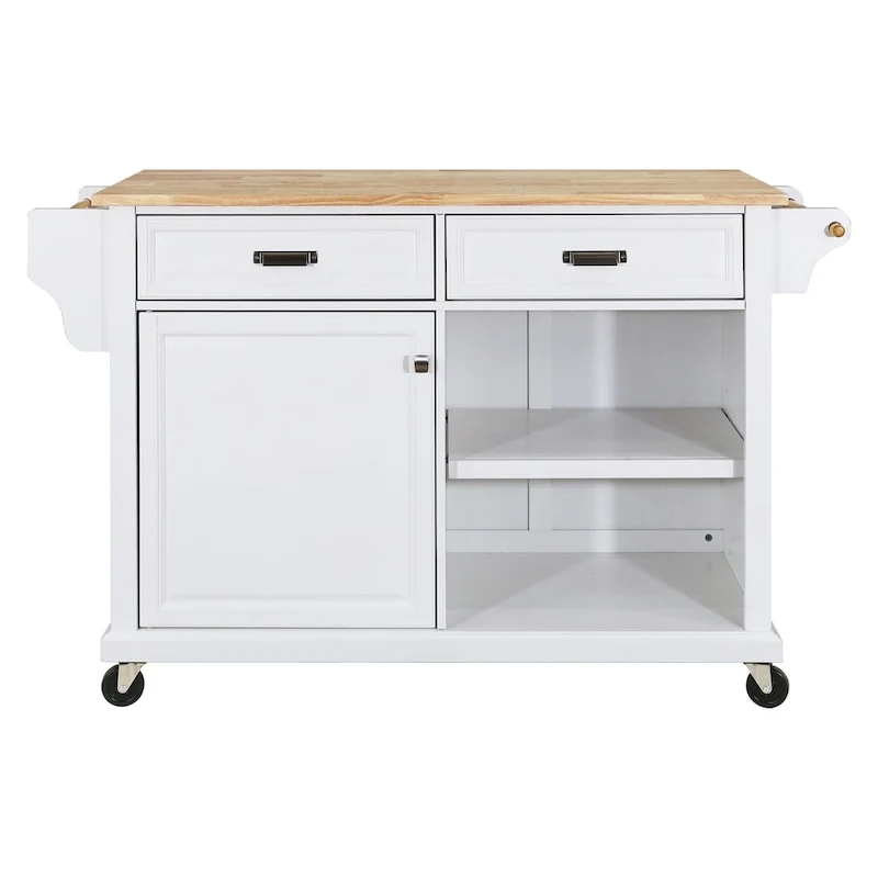 Natural Wood Top Kitchen Island with Storage