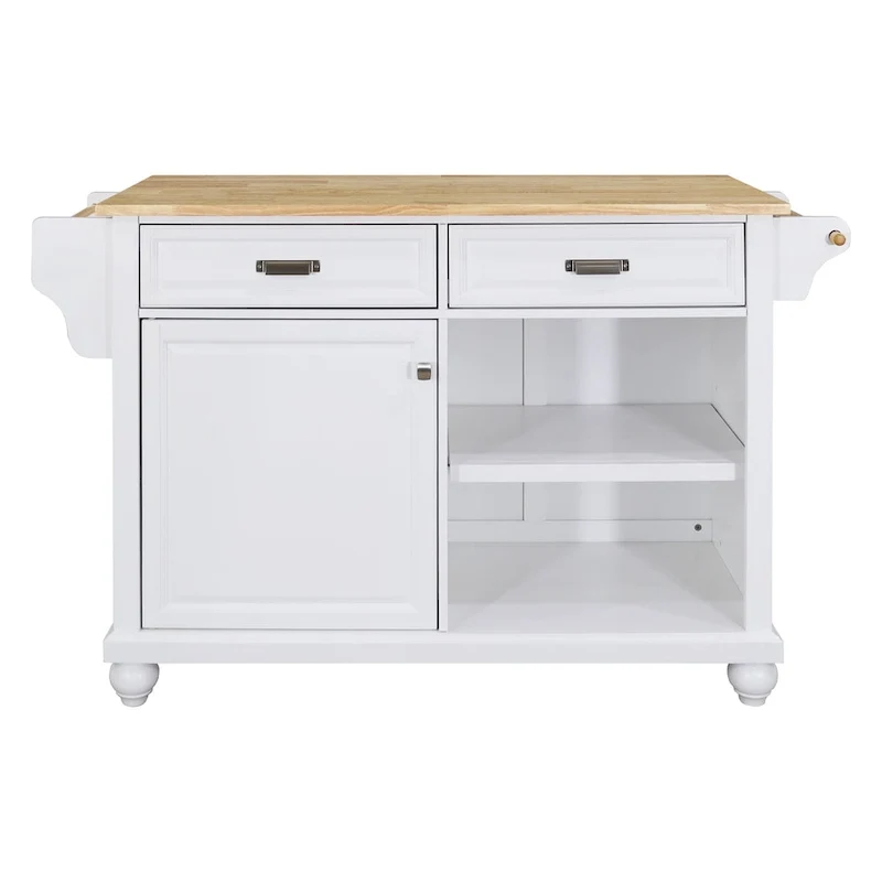 Natural Wood Top Kitchen Island with Storage