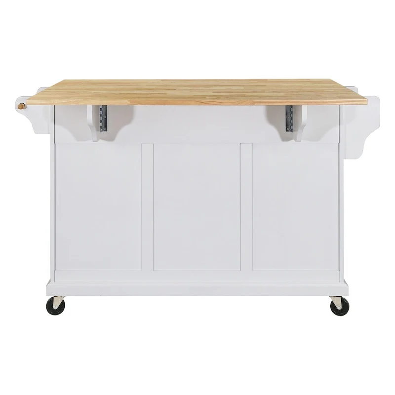 Natural Wood Top Kitchen Island with Storage