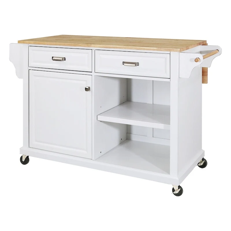 Natural Wood Top Kitchen Island with Storage