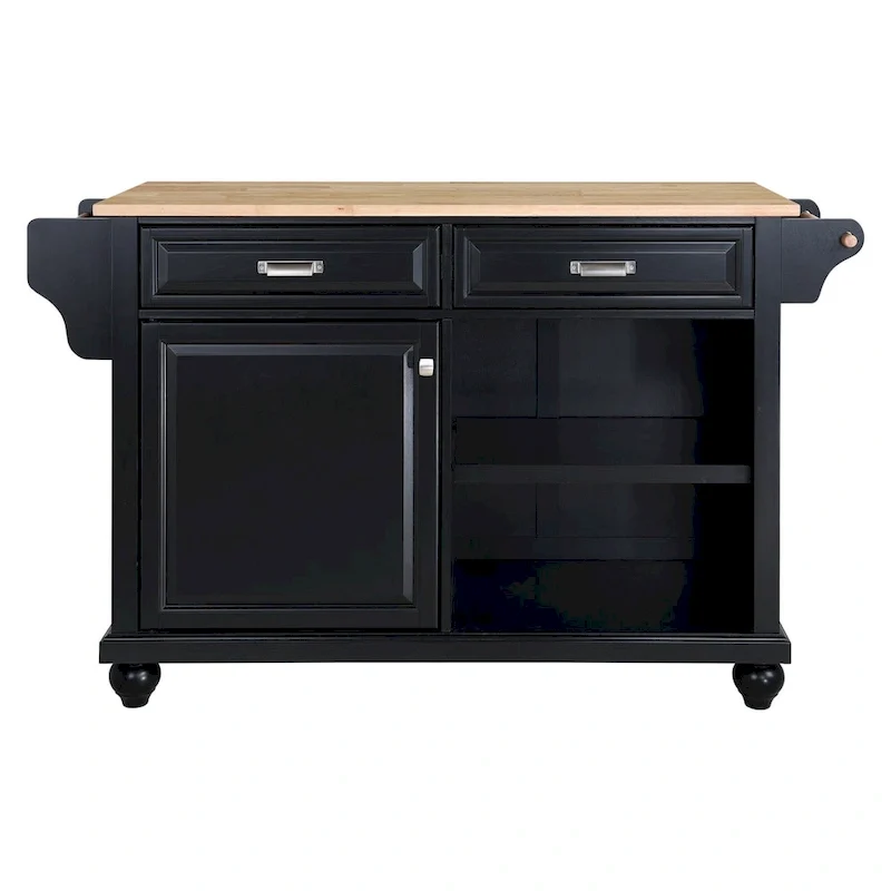 Natural Wood Top Kitchen Island with Storage
