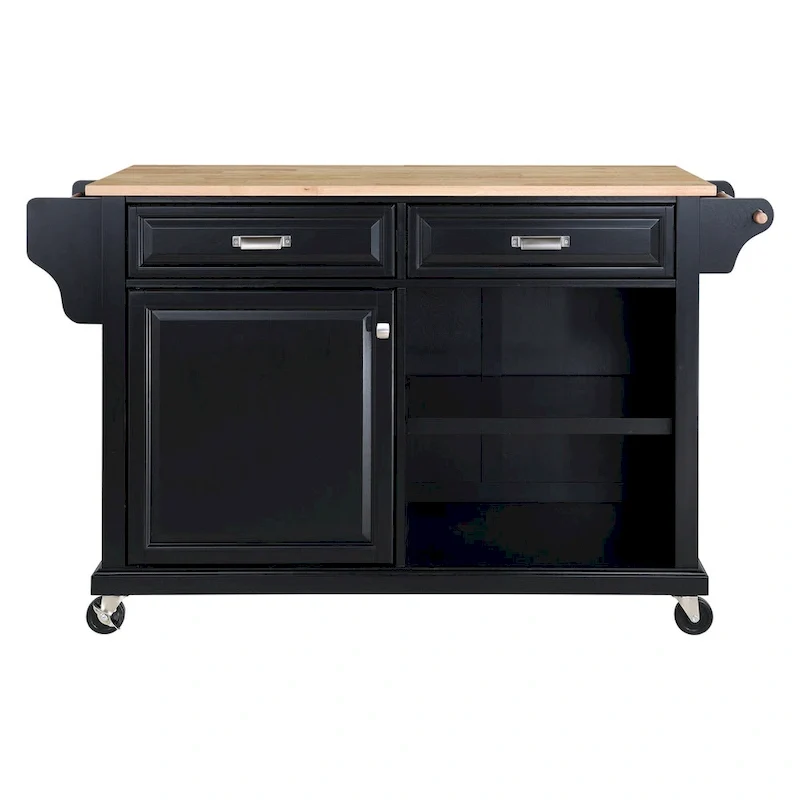 Natural Wood Top Kitchen Island with Storage