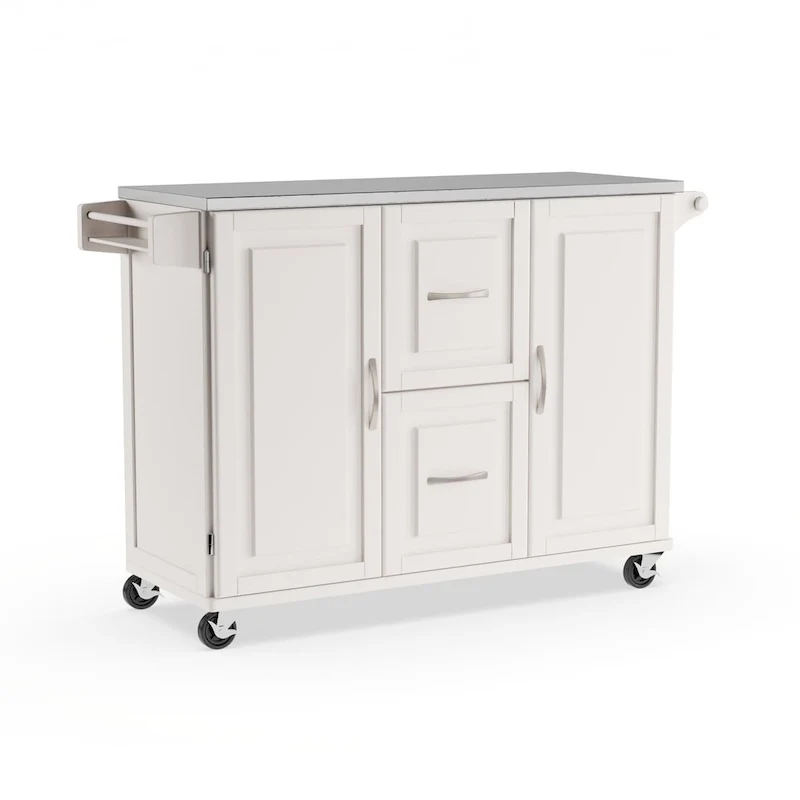 Homestyles Dolly Madison Wood Kitchen Cart with Stainless Steel Top