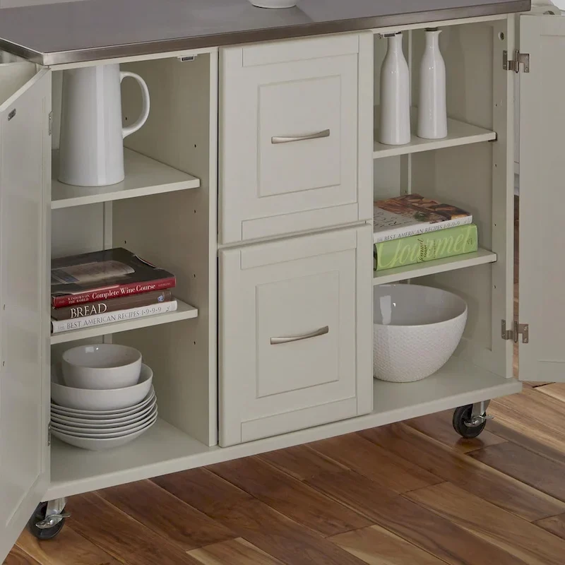 Homestyles Dolly Madison Wood Kitchen Cart with Stainless Steel Top