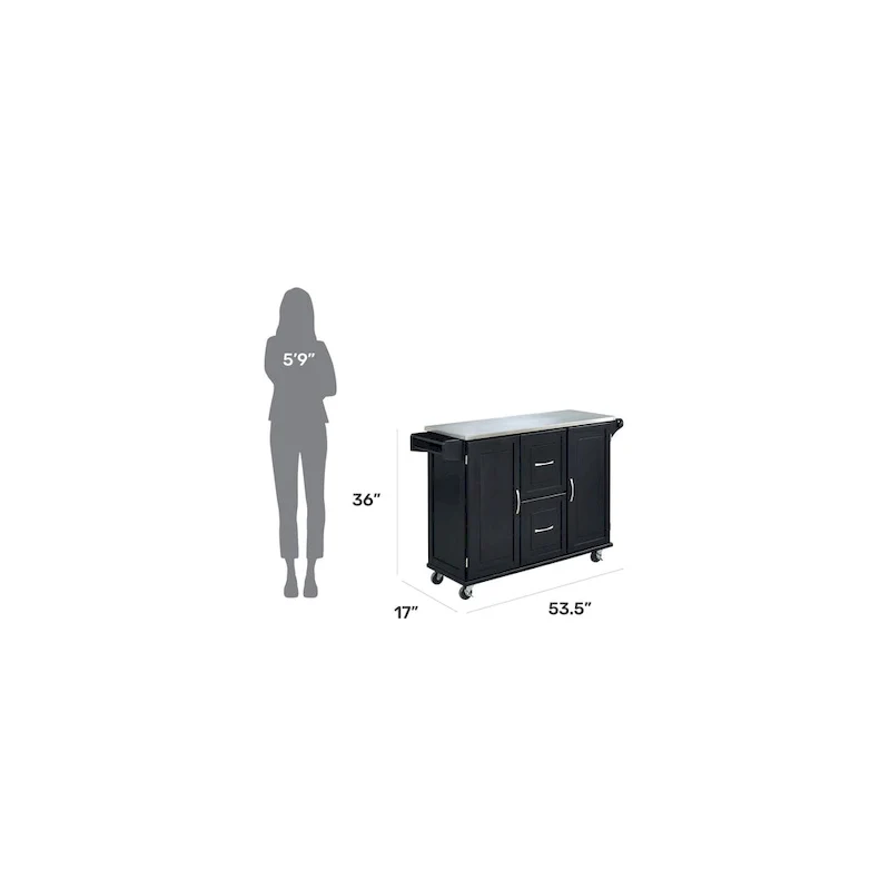 Homestyles Dolly Madison Wood Kitchen Cart with Stainless Steel Top