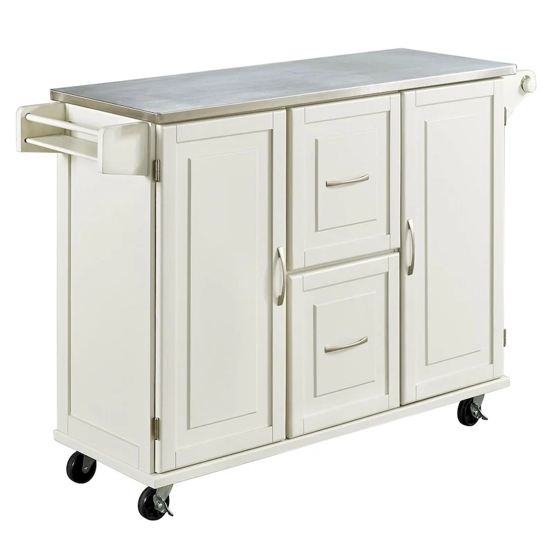 Homestyles Dolly Madison Wood Kitchen Cart with Stainless Steel Top