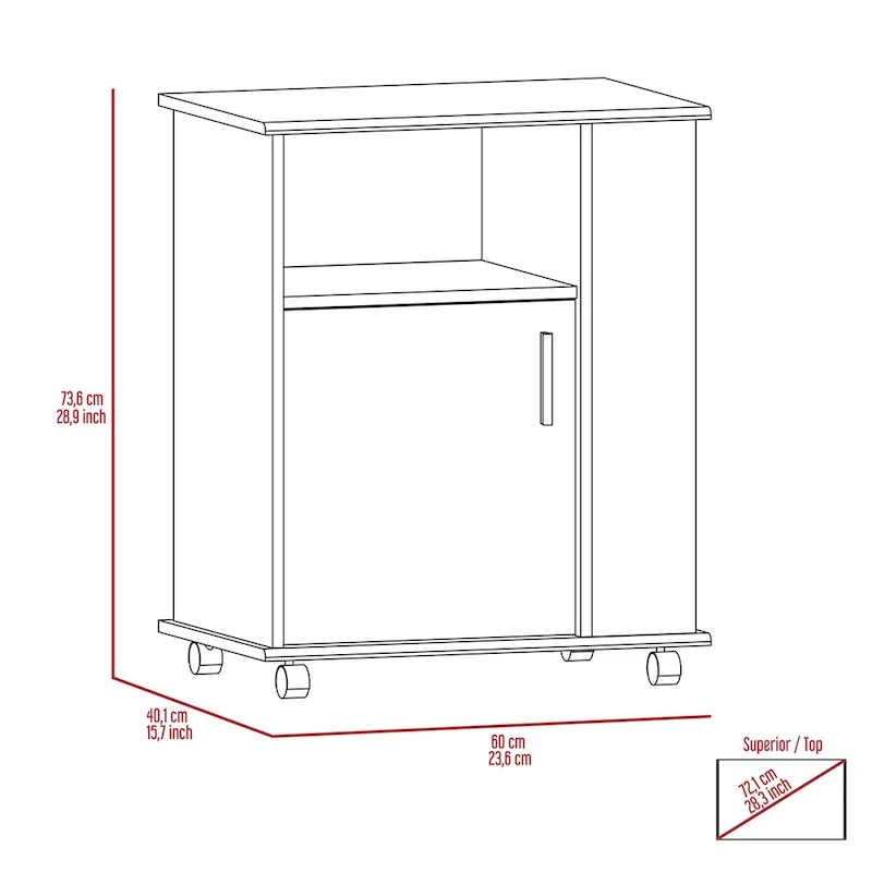 Kit Lower Microwave Cabinet, Single Door, Three Side Shelves-Black
