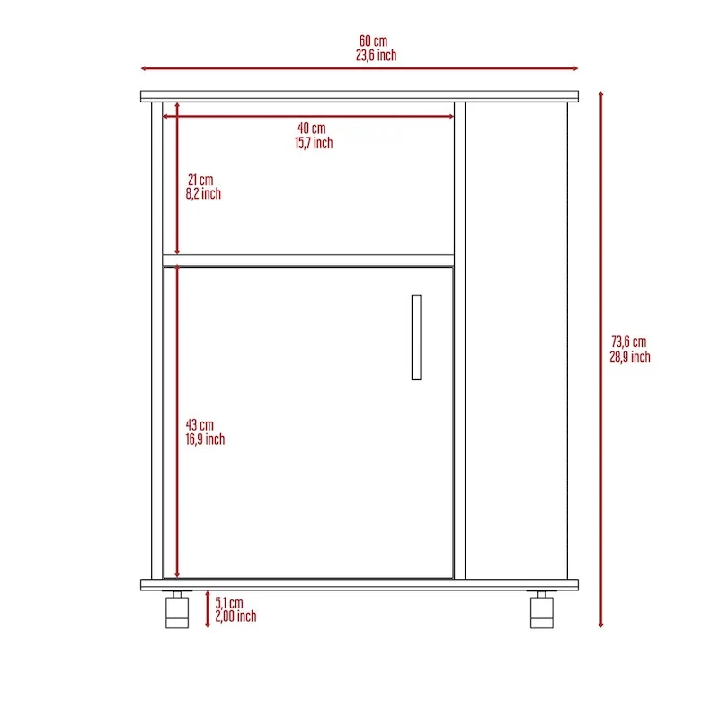 Kit Lower Microwave Cabinet, Single Door, Three Side Shelves-Black