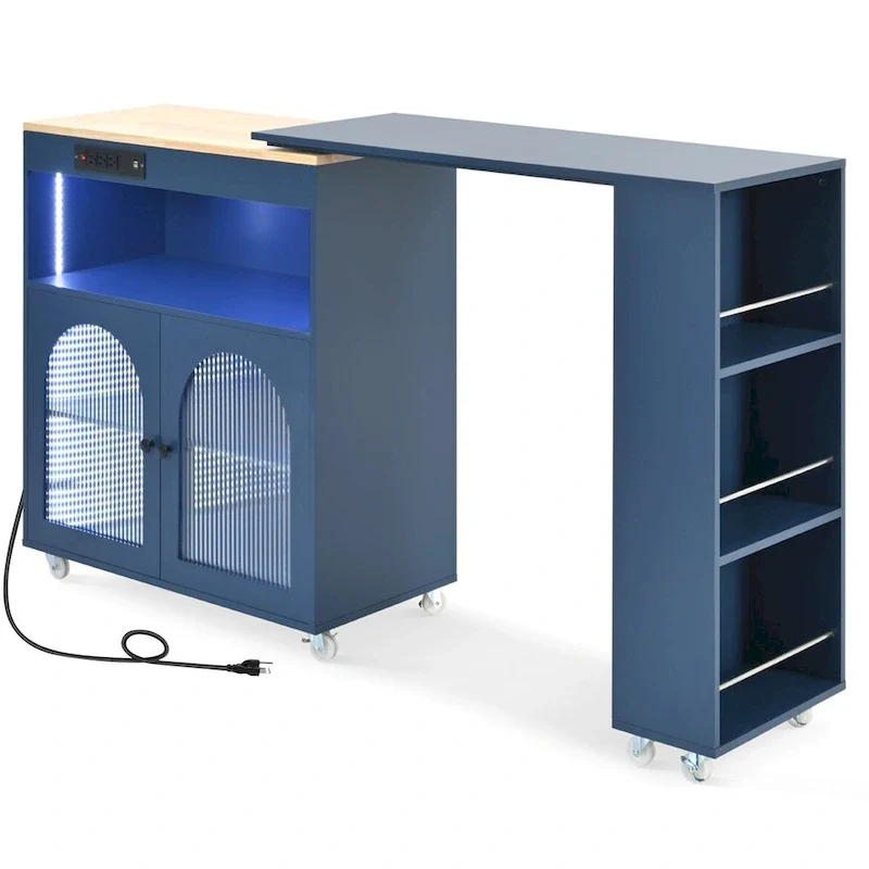 Rolling Kitchen Island With Extended Table,Kitchen Island on Wheels