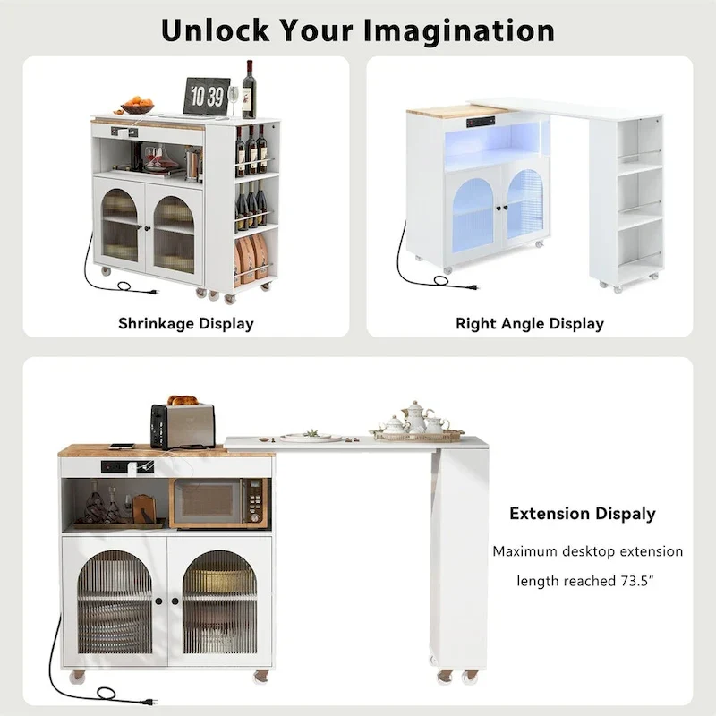 Rolling Kitchen Island With Extended Table,Kitchen Island on Wheels