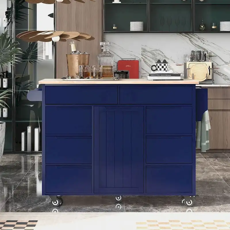 Store Kitchen Cart with Wheels and 8 Drawers