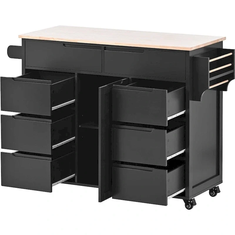 Store Kitchen Cart with Wheels and 8 Drawers