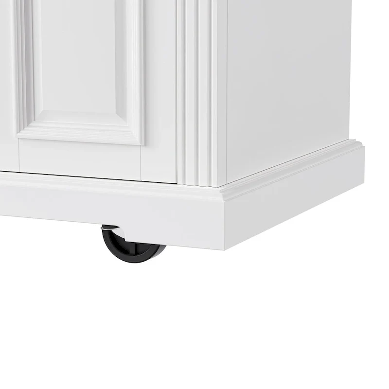 Rolling Kitchen Island with Drop Leaf, Kitchen Island Cart on Wheels, Moveable Island Table with 4 Doors Cabinet & 3 Drawers