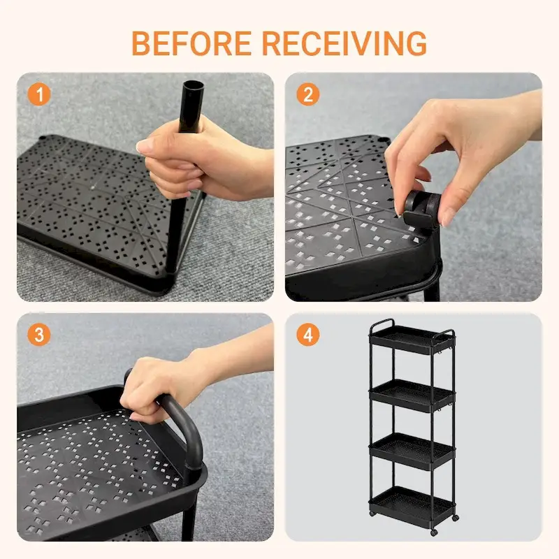 Storage Cart, Shelf Organizer Mobile Shelving, Multifunction Movable Storage Organizer