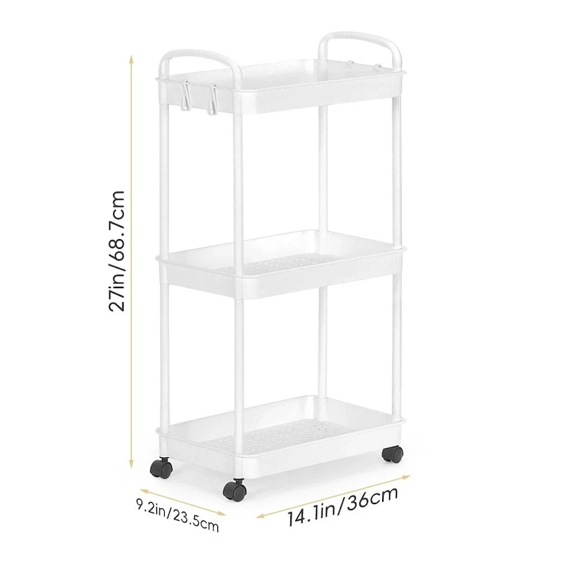 Storage Cart, Shelf Organizer Mobile Shelving, Multifunction Movable Storage Organizer