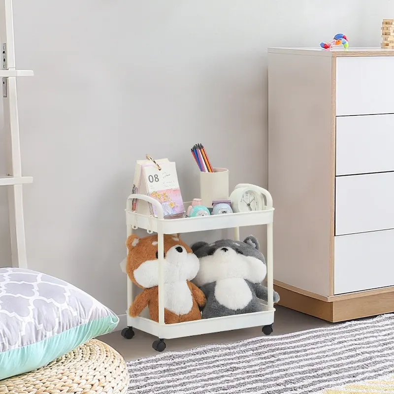 Storage Cart, Shelf Organizer Mobile Shelving, Multifunction Movable Storage Organizer