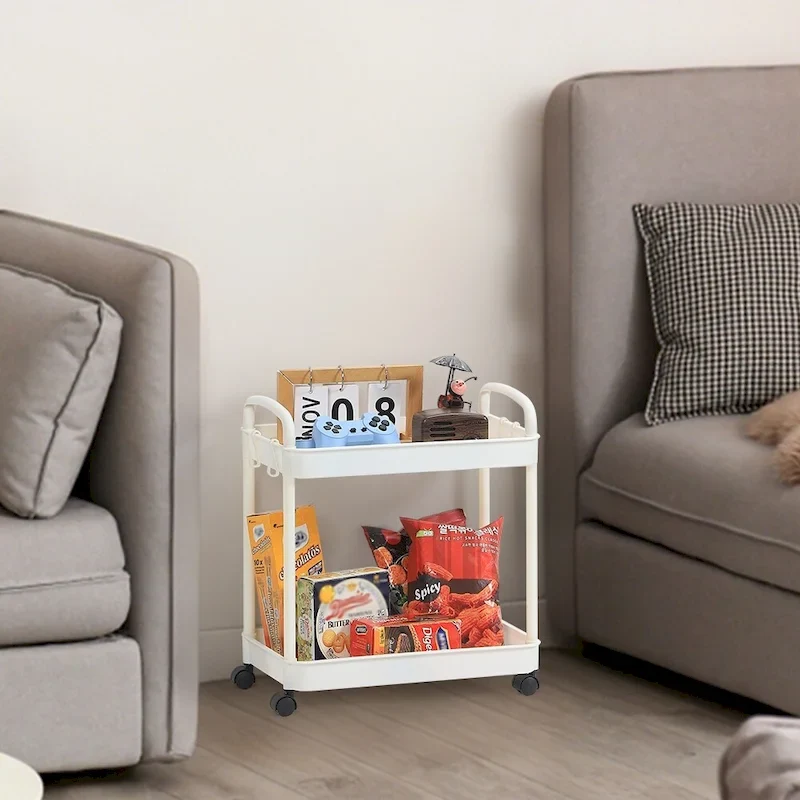 Storage Cart, Shelf Organizer Mobile Shelving, Multifunction Movable Storage Organizer