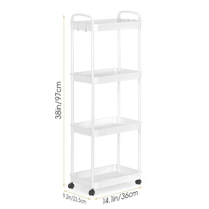 Storage Cart, Shelf Organizer Mobile Shelving, Multifunction Movable Storage Organizer