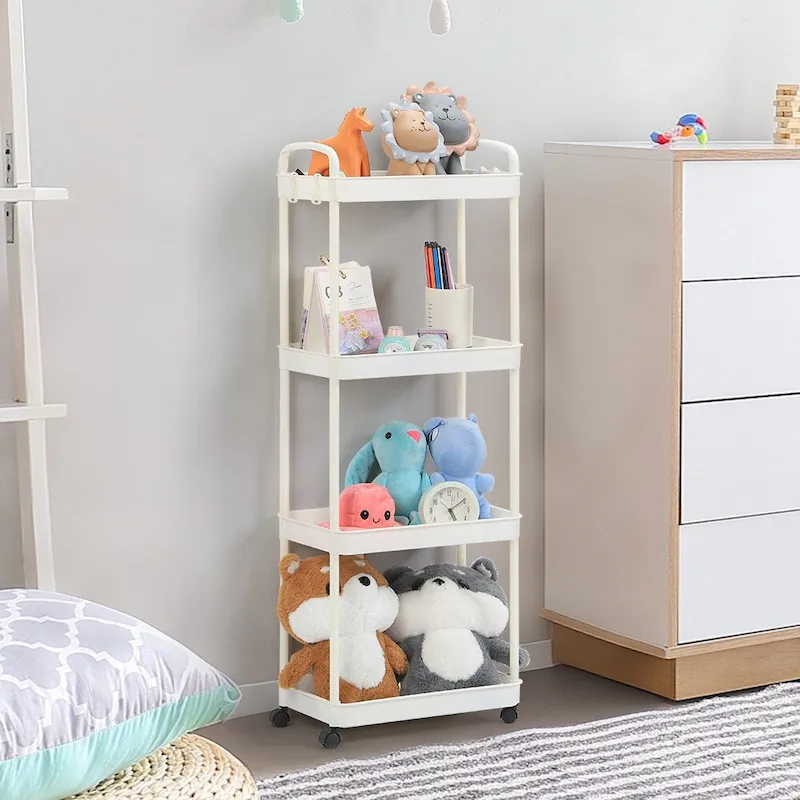 Storage Cart, Shelf Organizer Mobile Shelving, Multifunction Movable Storage Organizer