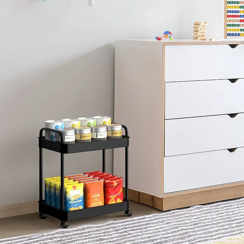 Storage Cart, Shelf Organizer Mobile Shelving, Multifunction Movable Storage Organizer