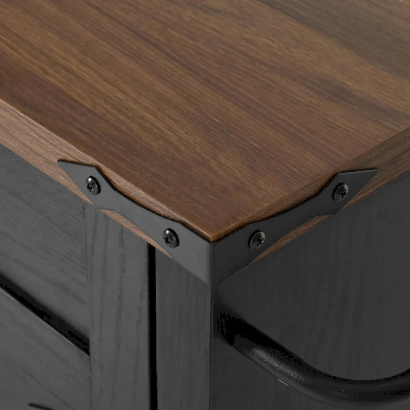 53.5 Farmhouse Kitchen Island - Power Outlet, Drop Leaf, Spice Rack, Drawer, Rolling Cart on Wheels
