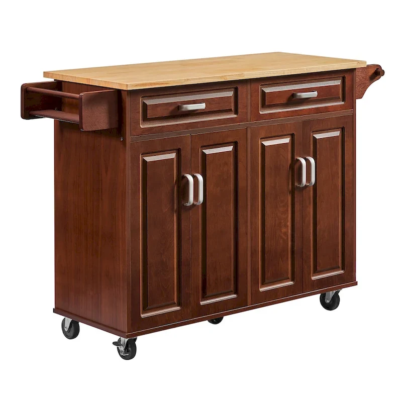 Mobile Kitchen Island Cart With 2 drawers